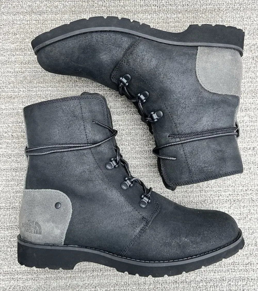 The North Face Ballard Lace II Winter Black Leather Boots Women's Size 8 US